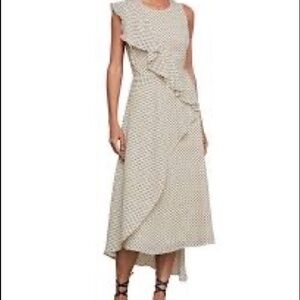 BcbgMaxazria Asymmetrical Ruffled Floral Dot Print Dress